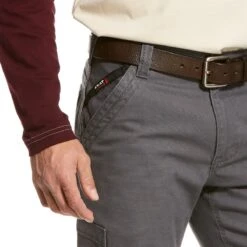 Ariat Work FR: Men's FR 10027709 Iron Gray M5 Stretch DuraLight Canvas Straight Leg Pant -Work Clothes Discount Store 10027709 detail02 1