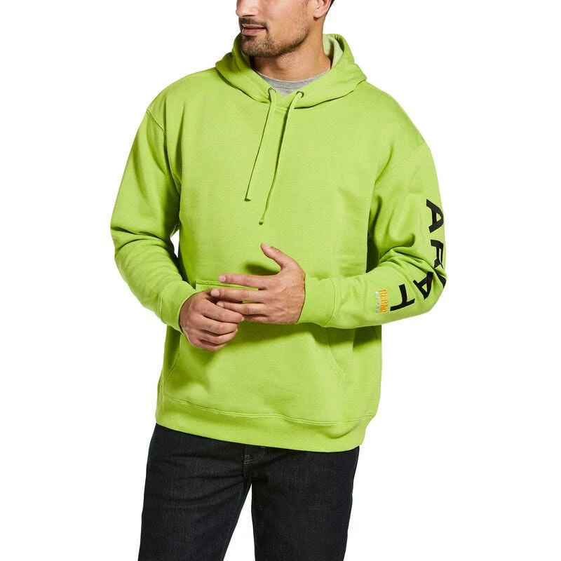 Ariat Rebar Sweatshirts: Men's 10032994 Lime Heather/ Black Rebar Graphic Hoodie 1 Ariat Rebar Sweatshirts: Men's 10032994 Lime Heather/ Black Rebar Graphic Hoodie
