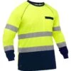 Bisley By PIP Shirts: Men's 313M6118T YN Yellow Navy Bottom ANSI Type R Class 3 Long Sleeve Shirt
