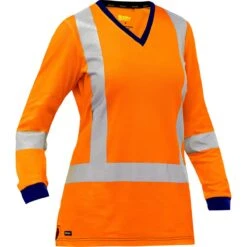 Bisley By PIP Shirts: Women's 313W6118X O Orange ANSI Type R Class 3 CSA Z96 X-Back Long Sleeve Shirt