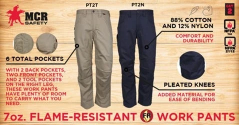 MCR Safety: Men's PT2N Navy Flame Resistant FR Navy Work Pants 3 MCR Safety: Men's PT2N Navy Flame Resistant FR Navy Work Pants - Image 3