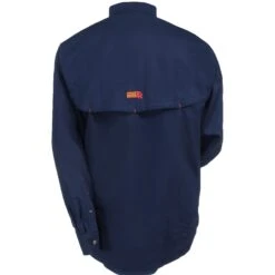 Ariat Work FR Shirts: FR Solid Vent 10019062 Men's Navy Blue Button-Down Long-Sleeve Shirt -Work Clothes Discount Store ariat 10019062 b 01