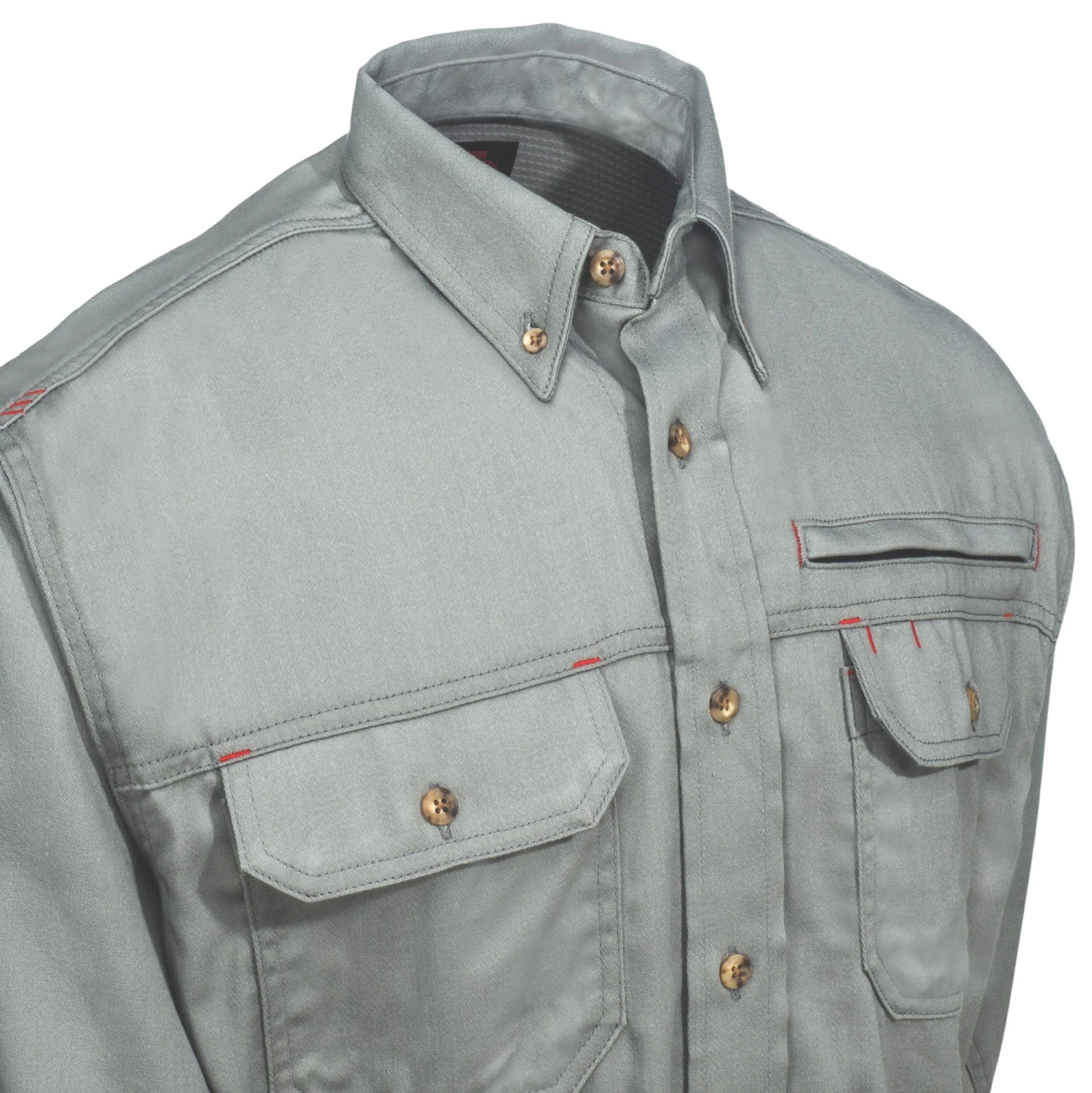 Ariat Work FR Shirts: Men's 10019063 FR Solid Vented Long-Sleeve Button-Down Silver Shirt 1 Ariat Work FR Shirts: Men's 10019063 FR Solid Vented Long-Sleeve Button-Down Silver Shirt