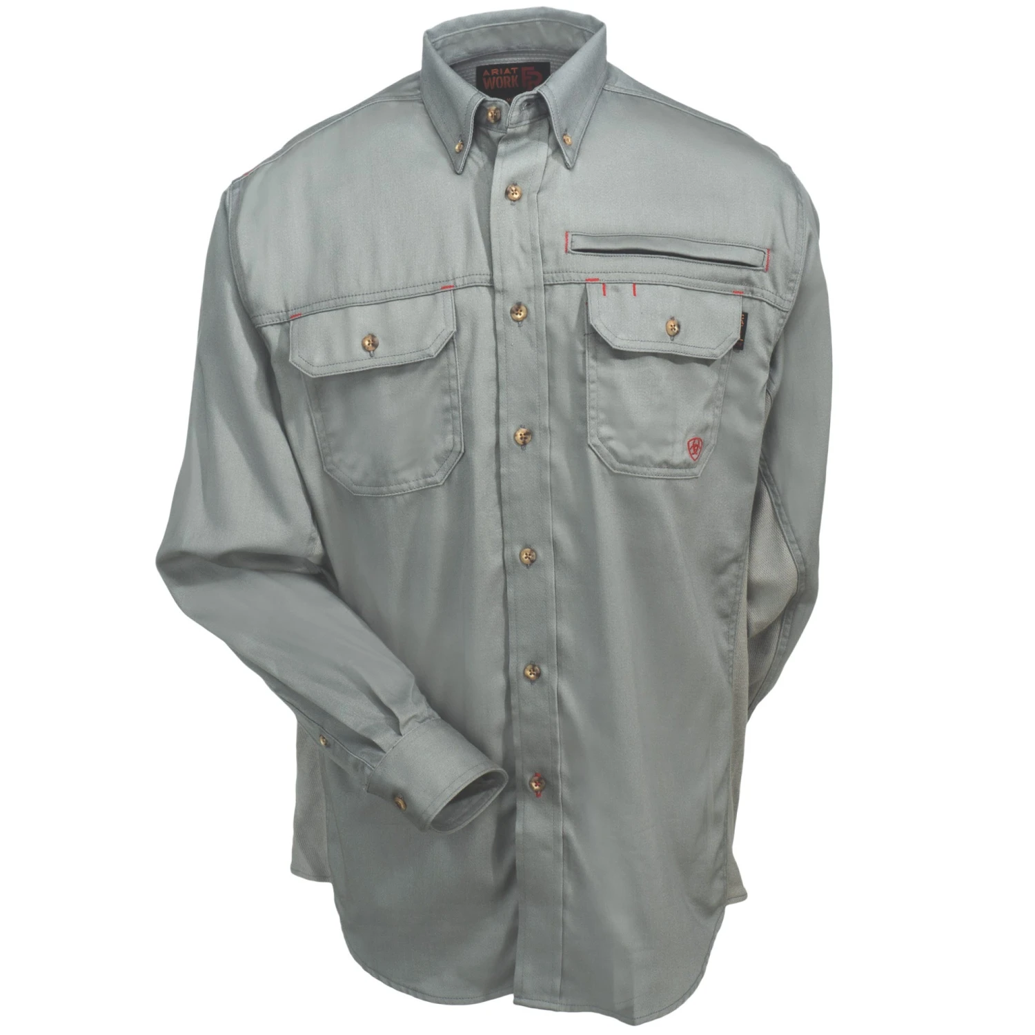Ariat Work FR Shirts: Men's 10019063 FR Solid Vented Long-Sleeve Button-Down Silver Shirt 2 Ariat Work FR Shirts: Men's 10019063 FR Solid Vented Long-Sleeve Button-Down Silver Shirt - Image 2