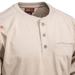 Ariat Work FR Shirts: FR Air Cotton Men's 10022598 Sand Heather Henley -Work Clothes Discount Store ariat 10022598 2