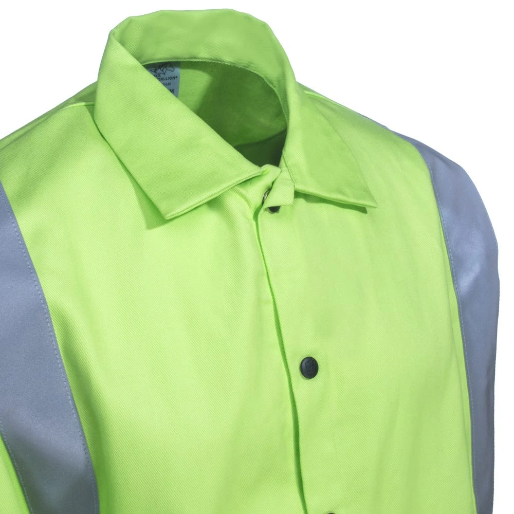 Black Stallion Jackets: Men's JF1012 LM Hi Vis Lime Green FR Welding TruGuard 200 Jacket 2 Black Stallion Jackets: Men's JF1012 LM Hi Vis Lime Green FR Welding TruGuard 200 Jacket - Image 2