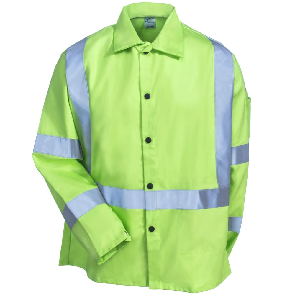 Black Stallion Jackets: Men's JF1012 LM Hi Vis Lime Green FR Welding TruGuard 200 Jacket 3 Black Stallion Jackets: Men's JF1012 LM Hi Vis Lime Green FR Welding TruGuard 200 Jacket - Image 3