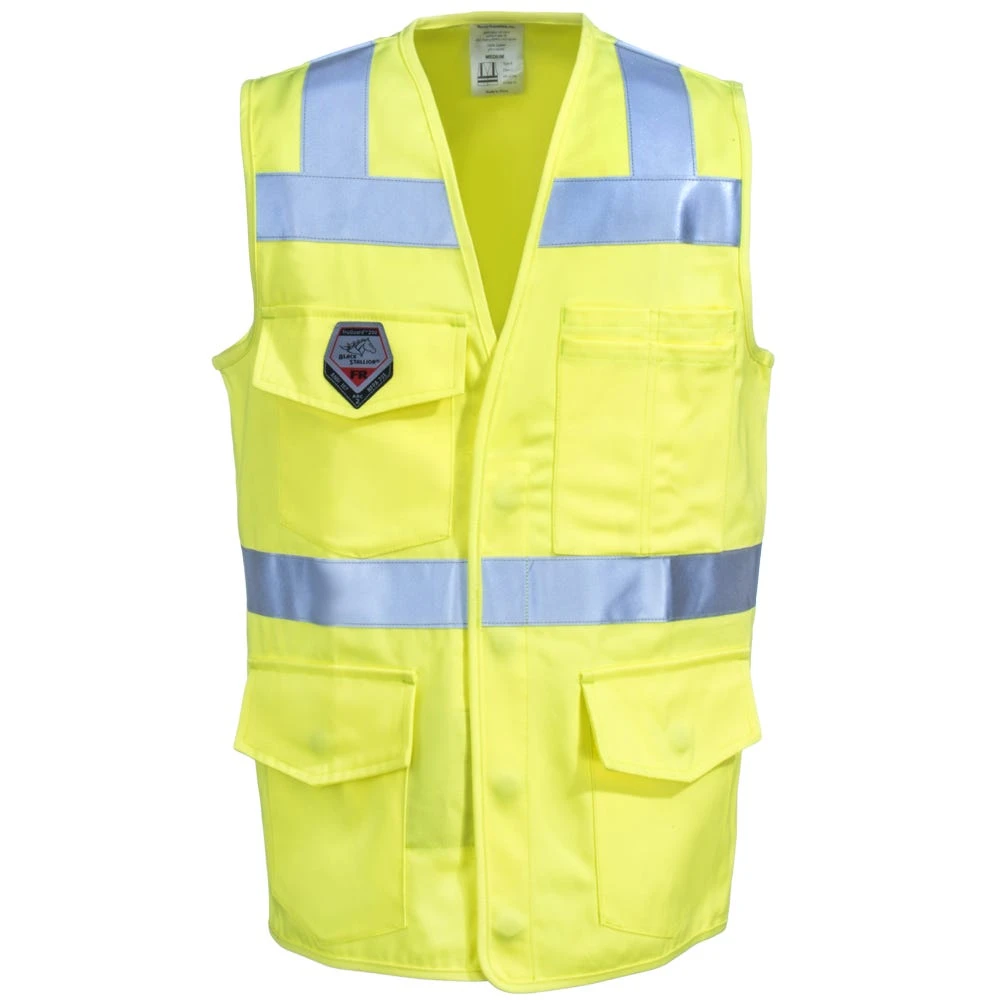 Black Stallion Vests: Men's VF1110 HY Hi Vis Yellow TruGuard 250 FR Safety Vest 2 Black Stallion Vests: Men's VF1110 HY Hi Vis Yellow TruGuard 250 FR Safety Vest - Image 2
