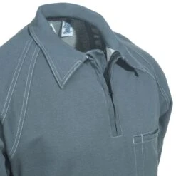 Bulwark Shirts: Men's QT12 CH Grey Flame-Resistant Long Sleeve Polo Shirt