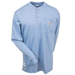 Carhartt Shirts: Men's Blue 100237 465 Flame Resistant Henley Work Shirt 5 Carhartt Shirts: Men's Blue 100237 465 Flame Resistant Henley Work Shirt -Work Clothes Discount Store carhartt 100237 465 f 01
