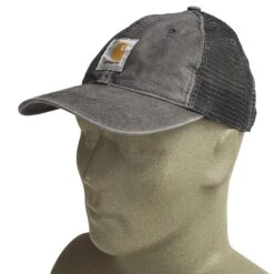 Carhartt Hats: Men's 100286 039 Gravel Grey Buffalo Mesh Back Baseball Cap -Work Clothes Discount Store carhartt 100286 039 p 01