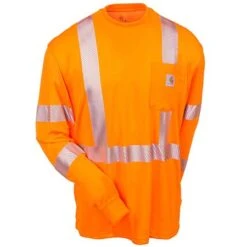 Carhartt Force Shirts: Men's Force Orange 100496 824 Hi Vis Long Sleeve Shirt 5 Carhartt Force Shirts: Men's Force Orange 100496 824 Hi Vis Long Sleeve Shirt -Work Clothes Discount Store carhartt 100496824 f 01