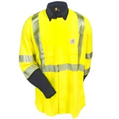 Carhartt Shirts: Force Hybrid FR High Vis 102843 323 Button Down Shirt -Work Clothes Discount Store carhartt 102843323 f 01