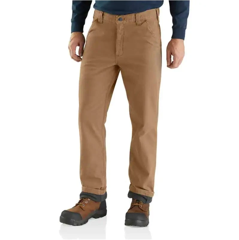 Carhartt Pants: Men's 103342 253 Dark Khaki Rugged Flex Relaxed Fit Canvas Flannel-Lined Utility Work Pant 1 Carhartt Pants: Men's 103342 253 Dark Khaki Rugged Flex Relaxed Fit Canvas Flannel-Lined Utility Work Pant