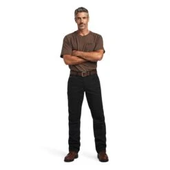 Ariat Rebar Pant: Men's 10041065 Black M5 Straight DuraStretch Washed Twill Dungaree Straight Leg Pant -Work Clothes Discount Store f22 mns work 10041065 full