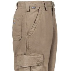 Carhartt Pants: Men's Khaki Flame Resistant Canvas Cargo Pants FRB240 GKH -Work Clothes Discount Store fu3
