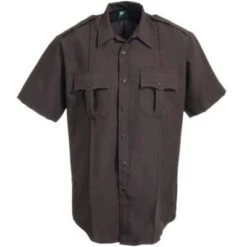 Horace Small Shirts: Mens Brown Soil-Release Short Sleeve Shirt HS1245 -Work Clothes Discount Store image 69370 1 1