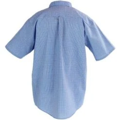 Red Kap Shirts: Men's SP84 WB White/Blue Short Sleeve Plaid Work Shirt