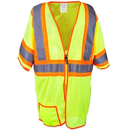 Occunomix Vests: Two Tone Hi-Vis Yellow Classic Mesh Safety Vest LUX HSCLC3Z YEL 2 Occunomix Vests: Two Tone Hi-Vis Yellow Classic Mesh Safety Vest LUX HSCLC3Z YEL - Image 2