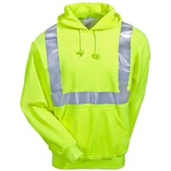 Occunomix Sweatshirts: Men's High Visibility Cotton Blend Hooded Sweatshirt OCCLUX-SWTLH Y -Work Clothes Discount Store lux swtlh y occunomixf 01 1