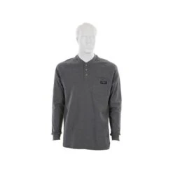 MCR Safety: Men's H1G Gray Flame Resistant (FR) Long Sleeve Henley Shirt -Work Clothes Discount Store mcr h1g 1 xhiresedit
