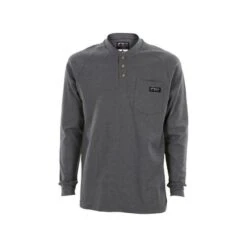 MCR Safety: Men's H1G Gray Flame Resistant (FR) Long Sleeve Henley Shirt