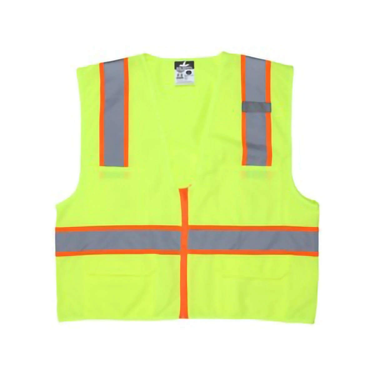 MCR Safety Vests: Men's SURVL Lime Hi Vis Reflective Orange Silver Stripes Zipper Closure Safety Vest 1 MCR Safety Vests: Men's SURVL Lime Hi Vis Reflective Orange Silver Stripes Zipper Closure Safety Vest