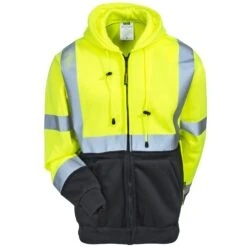 Occunomix Sweatshirts: Men's LUX SWTHZBK High Viz Black Bottom Full-Zip Sweatshirt -Work Clothes Discount Store occunomix lux swthzbk f 01