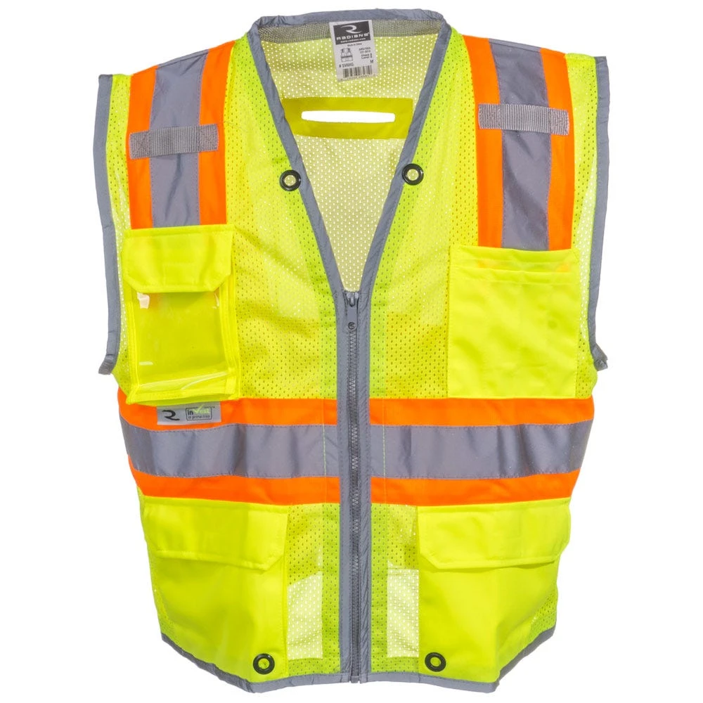 Radians Vests: Unisex High Visibility SV6H G Green ANSI Class 2 Pocketed Vest 2 Radians Vests: Unisex High Visibility SV6H G Green ANSI Class 2 Pocketed Vest - Image 2