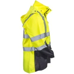 Radians Jackets: Unisex RW30 3Z1Y Hi Vis ANSI Class 3 Hooded Rain Jacket -Work Clothes Discount Store radwear rw30 3z1y r 01