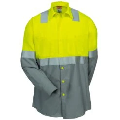Red Kap Shirts: Men's SY14 YG Grey Colorblock High Vis Work Shirt -Work Clothes Discount Store red kap sy14yg2 f 01