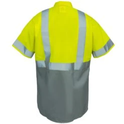 Red Kap Shirts: Class 2 High Vis Grey Men's SY24 YG Colorblock Work Shirt -Work Clothes Discount Store red kap sy24yg2 b 01