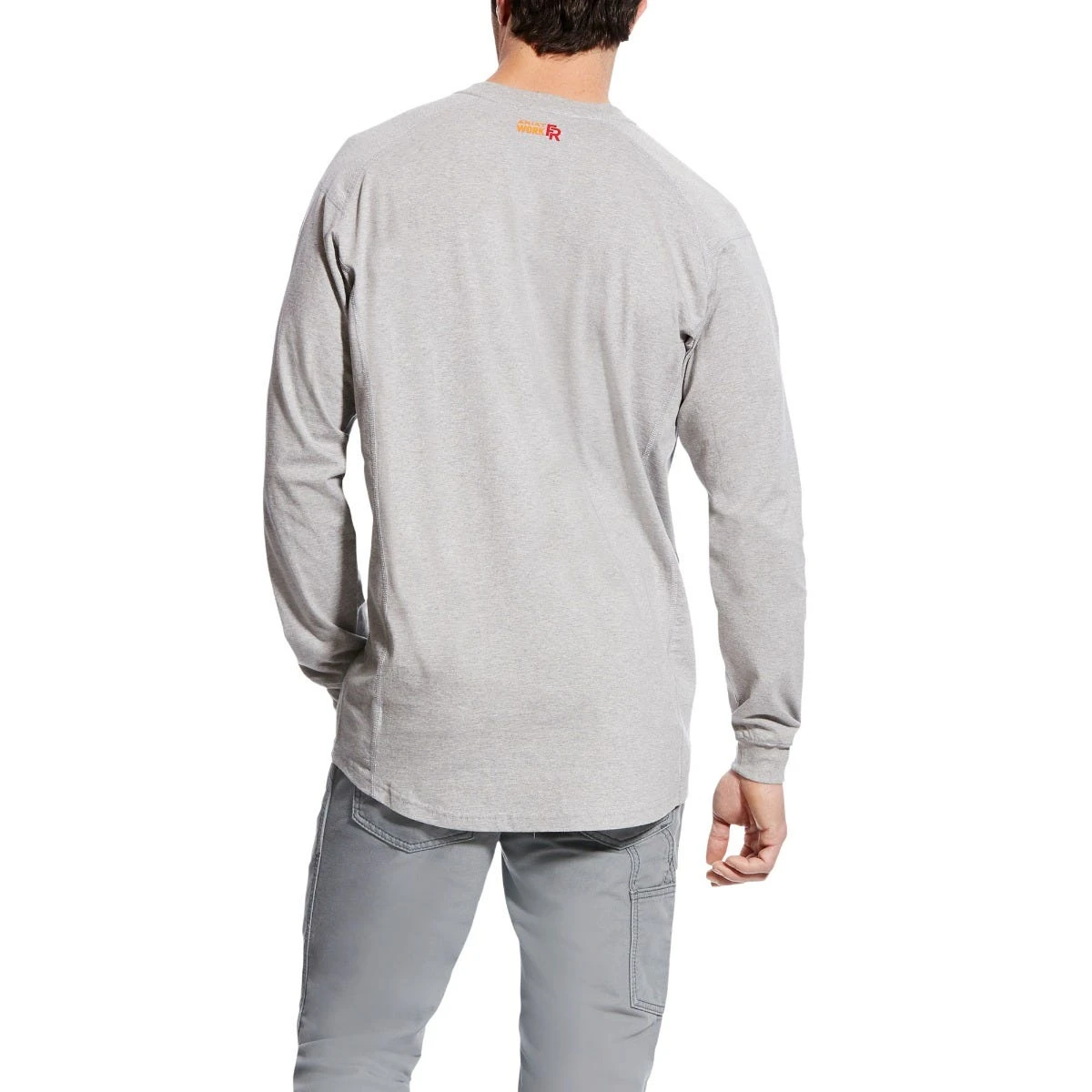 Ariat Work FR: Men's 10022599 Silver Fox Heather Flame Resistant Air Lightweight Long Sleeve Henley Shirt 2 Ariat Work FR: Men's 10022599 Silver Fox Heather Flame Resistant Air Lightweight Long Sleeve Henley Shirt - Image 2