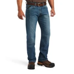 Ariat Rebar Jeans: Men's 10039288 Edgewood Rebar M5 Basic Stackable Straight Leg Jeans