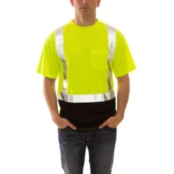 Tingley Shirts: Men's S75122 High Visibility Lime Black Job Sight Work Shirt -Work Clothes Discount Store s75122