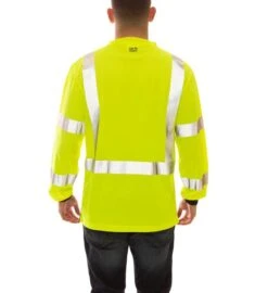 Tingley Shirts: Men's S75622 High Visibility Lime Black Job Sight Long Sleeve Work Shirt -Work Clothes Discount Store s75622 b 720x