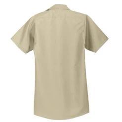 Red Kap Shirt: Men's SP24LT Light Tan Short Sleeve Industrial Work Shirt -Work Clothes Discount Store sp24 lighttan flat back