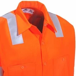 Red Kap Shirts: Men's SS14 OF High Visibility Orange Long Sleeve Work Shirt