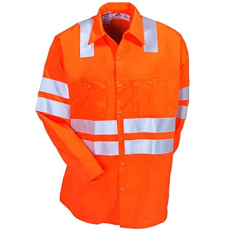 Red Kap Shirts: Men's SS14 OF High Visibility Orange Long Sleeve Work Shirt 2 Red Kap Shirts: Men's SS14 OF High Visibility Orange Long Sleeve Work Shirt - Image 2