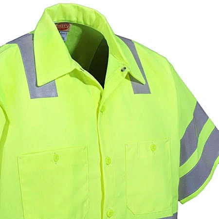 Red Kap Shirts: Men's SS24 AB High Visibility Yellow Short Sleeve Shirt 1 Red Kap Shirts: Men's SS24 AB High Visibility Yellow Short Sleeve Shirt