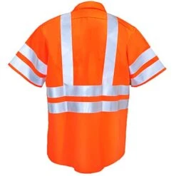 Red Kap Shirts: ANSI Class 3 High Visibiilty Orange Work Shirt SS24OF -Work Clothes Discount Store ss24or2 redkapb 01
