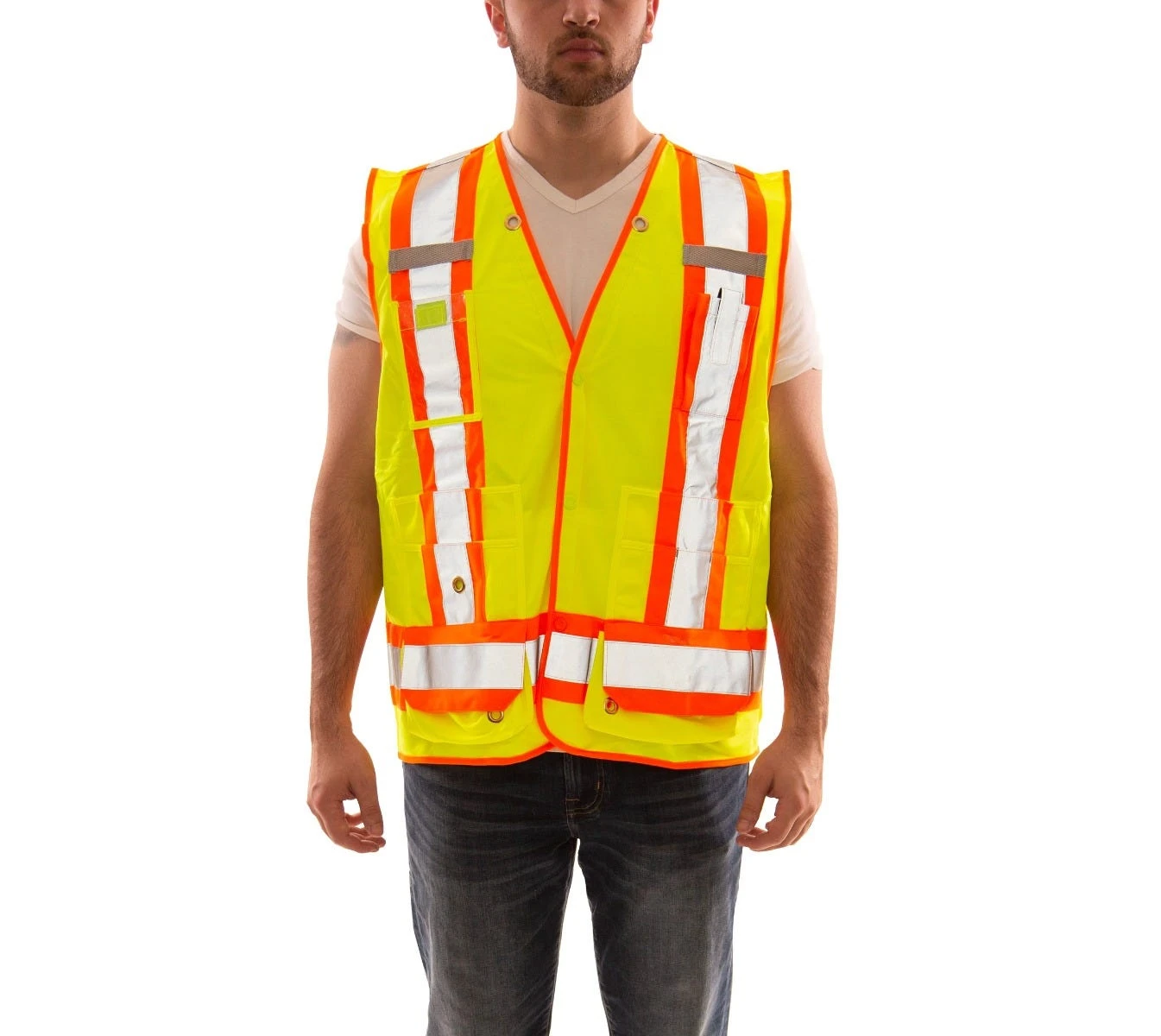 Tingley Vest: Unisex V71852C Fluorescent Yellow Orange X Back Two Tone Surveyor Vest 1 Tingley Vest: Unisex V71852C Fluorescent Yellow Orange X Back Two Tone Surveyor Vest