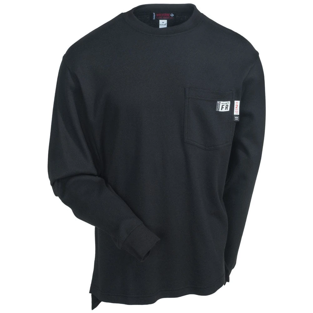 Wolverine Shirts: Men's W1203290 003 Black Flame-Resistant Long-Sleeve Tee Shirt 3 Wolverine Shirts: Men's W1203290 003 Black Flame-Resistant Long-Sleeve Tee Shirt - Image 3