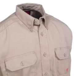 Ariat Work FR Shirts: Men's 10012251 Flame-Resistant Khaki Solid Button-Down Work Shirt